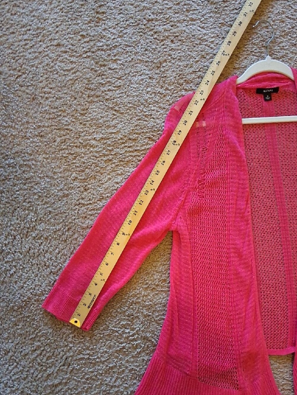 Alfani Open-Front Lightweight Open Knit Cardigan - Bright Pink - Picture 5 of 7